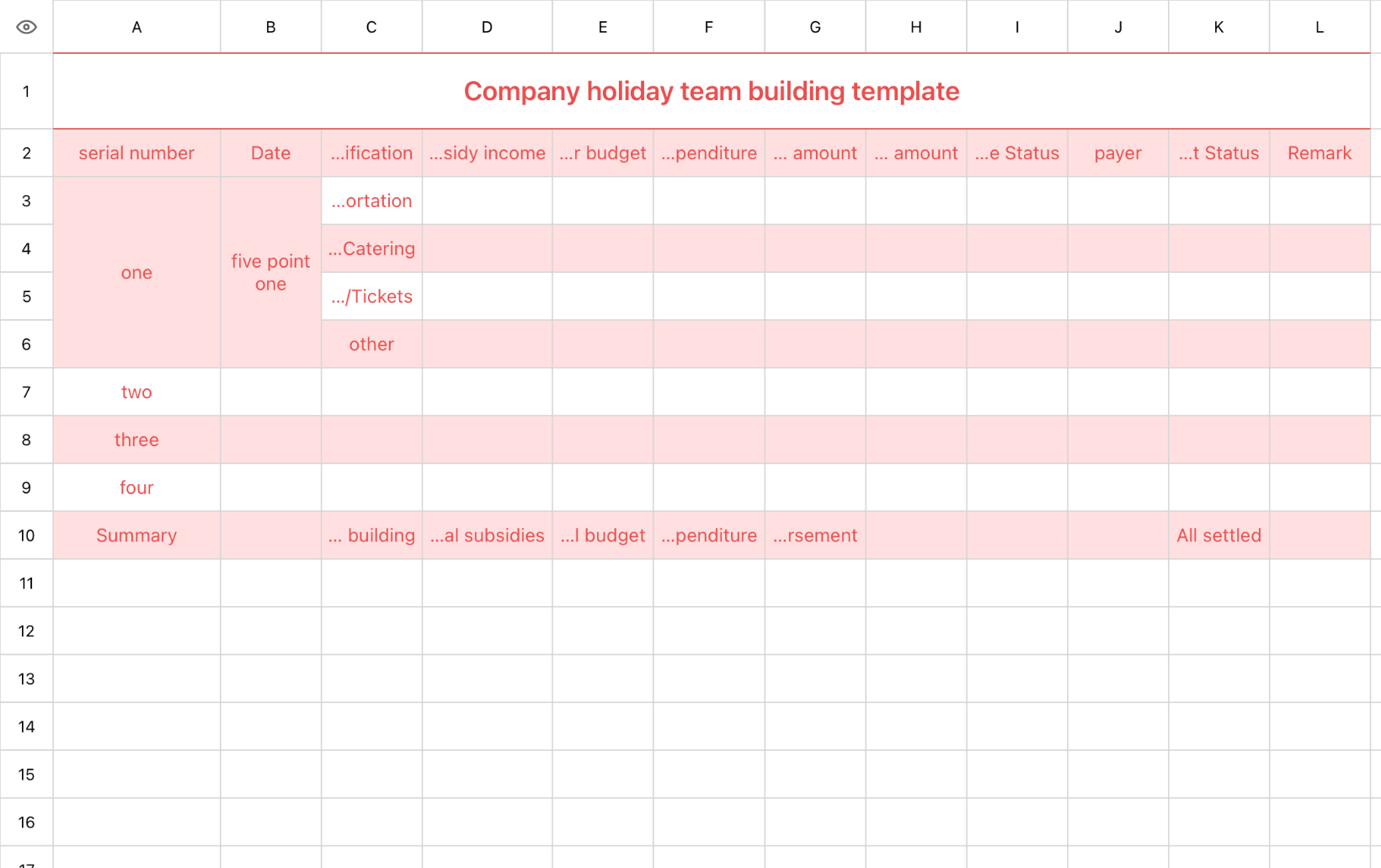 Company holiday team building template